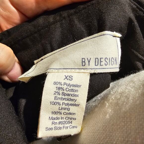 By Design S Black Puff Sleeve Button Up Embroidered Top NWT Poplin Holiday Chic - Picture 5 of 11